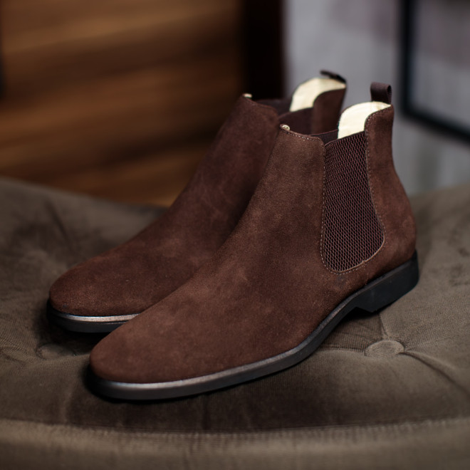 Bota Masculina Chelsea Parla Camurça Café - Sola Borracha