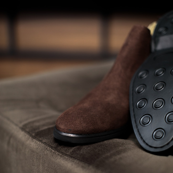 Bota Masculina Chelsea Parla Camurça Café - Sola Borracha