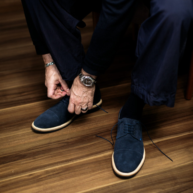 Sapato Masculino Derby Almería Camurça Marinho