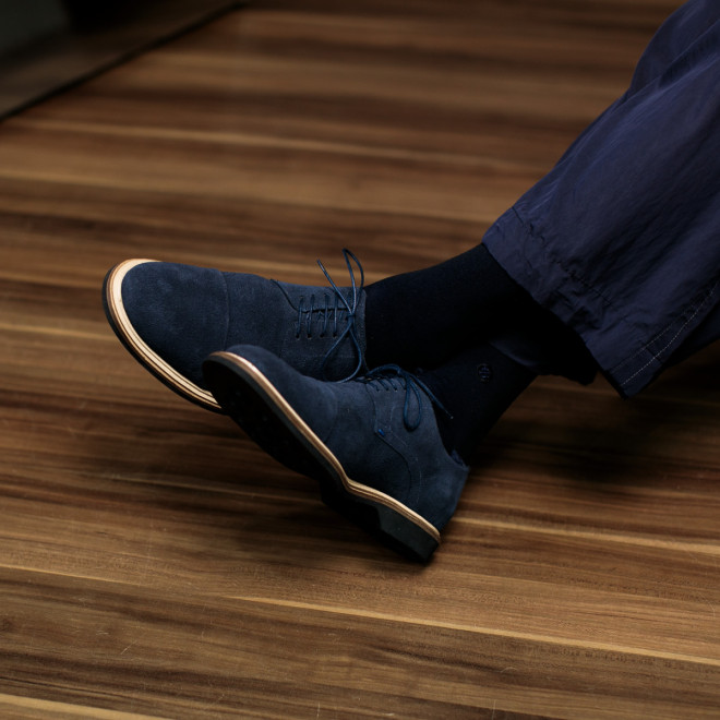 Sapato Masculino Derby Almería Camurça Marinho