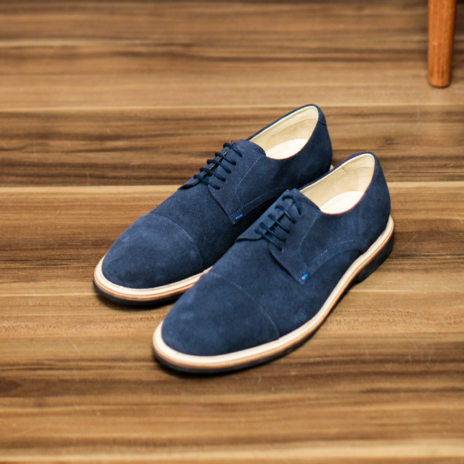 Sapato Masculino Derby Almería Camurça Marinho