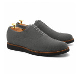 Sapato Casual Oxford Avila Camurça Cinza - Sola Preta