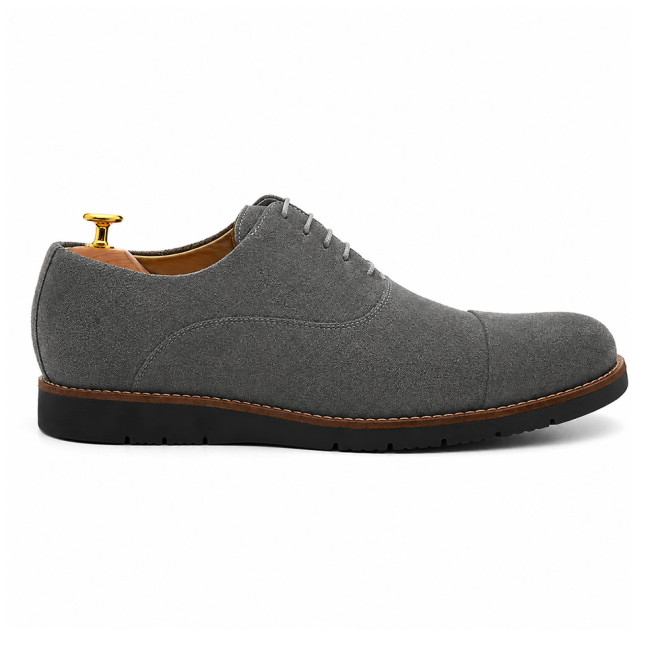 Sapato Casual Oxford Avila Camurça Cinza - Sola Preta