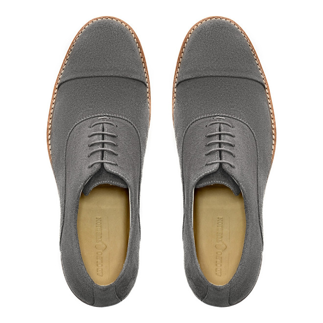 Sapato Casual Oxford Avila Camurça Cinza - Sola Preta