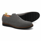 Sapato Casual Oxford Avila Camurça Cinza - Sola Preta
