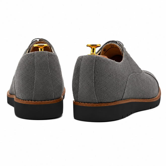 Sapato Casual Oxford Avila Camurça Cinza - Sola Preta