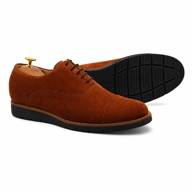 Sapato Casual Oxford Avila Camurça Ferrugem - Sola Preta