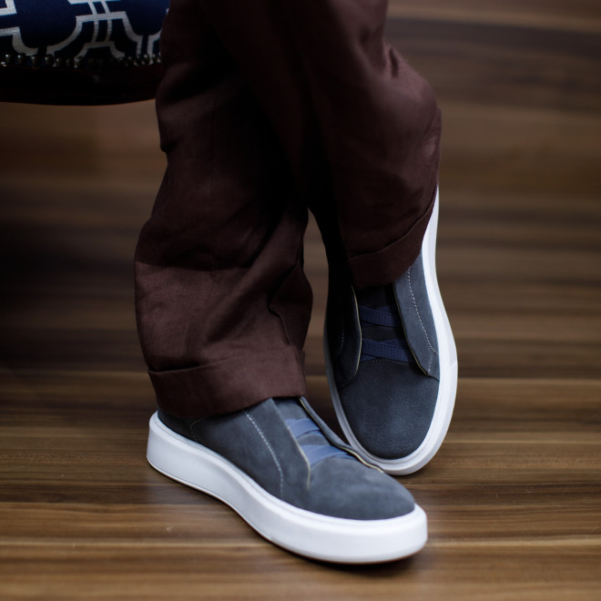 Tênis Sneaker Masculino Grisel Camurça Cinza