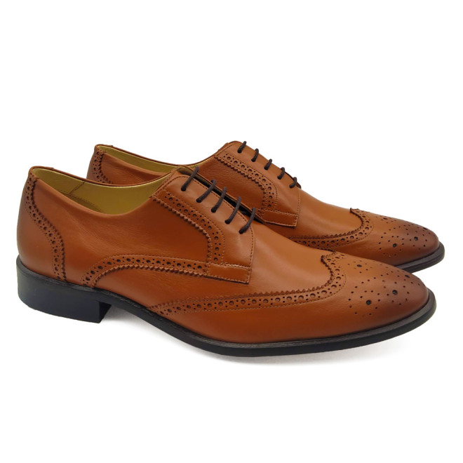 Sapato Social Derby Brogue Barceo Caramelo (english Tan)