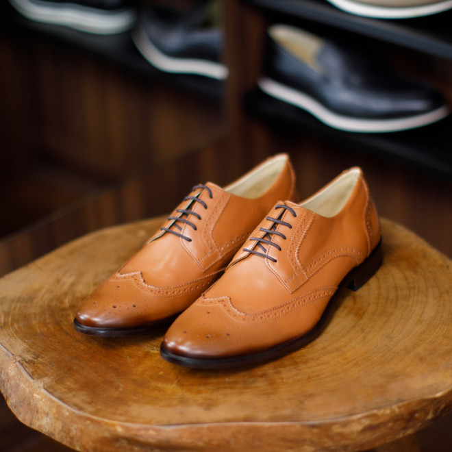 Sapato Social Derby Brogue Barceo Caramelo (english Tan)