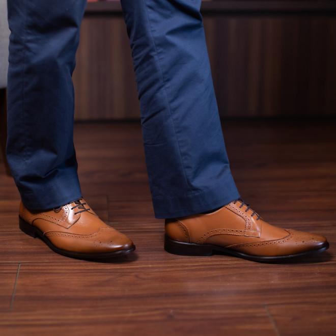 Sapato Social Derby Brogue Barceo Caramelo (english Tan)