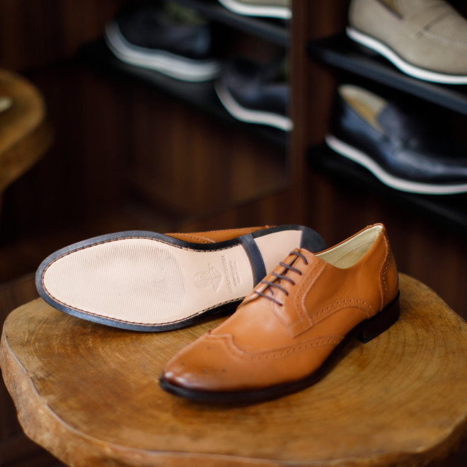 Sapato Social Derby Brogue Barceo Caramelo (english Tan)