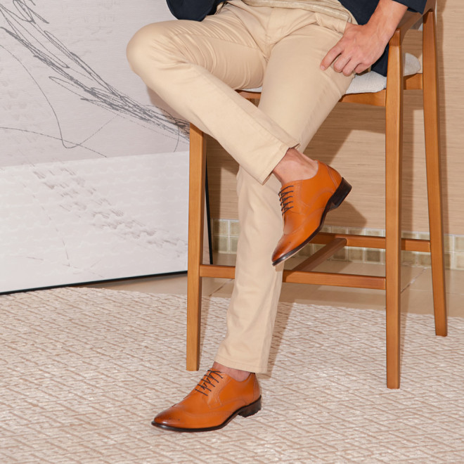 Sapato Social Derby Brogue Barceo Caramelo (english Tan)