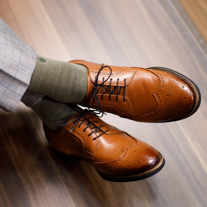 Sapato Masculino Derby Brogue Guaro Caramelo (english Tan)