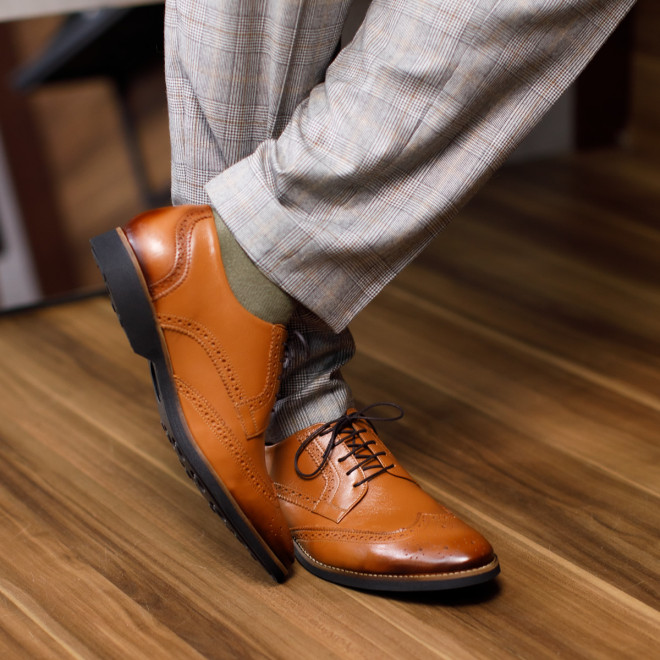 Sapato Masculino Derby Brogue Guaro Caramelo (english Tan)