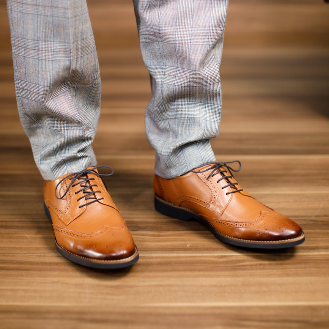 Sapato Masculino Derby Brogue Guaro Caramelo (english Tan)
