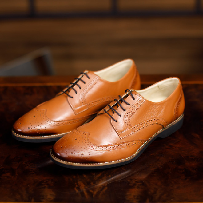 Sapato Masculino Derby Brogue Guaro Caramelo (english Tan)