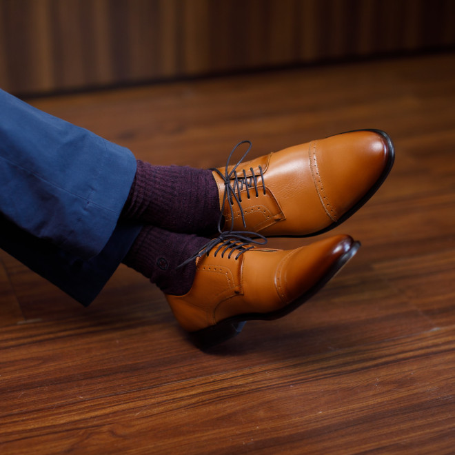 Sapato Social Derby Alaraz Caramelo (english Tan)