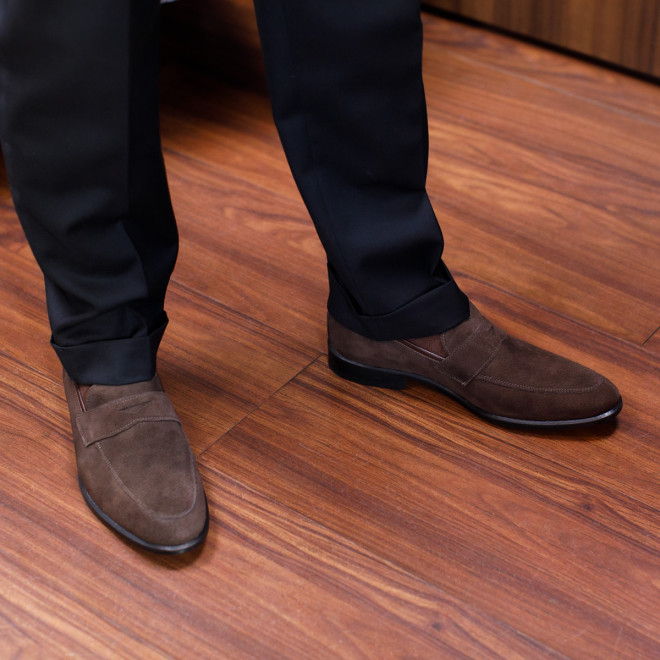 Sapato Social Loafer Alicante Camurça Café