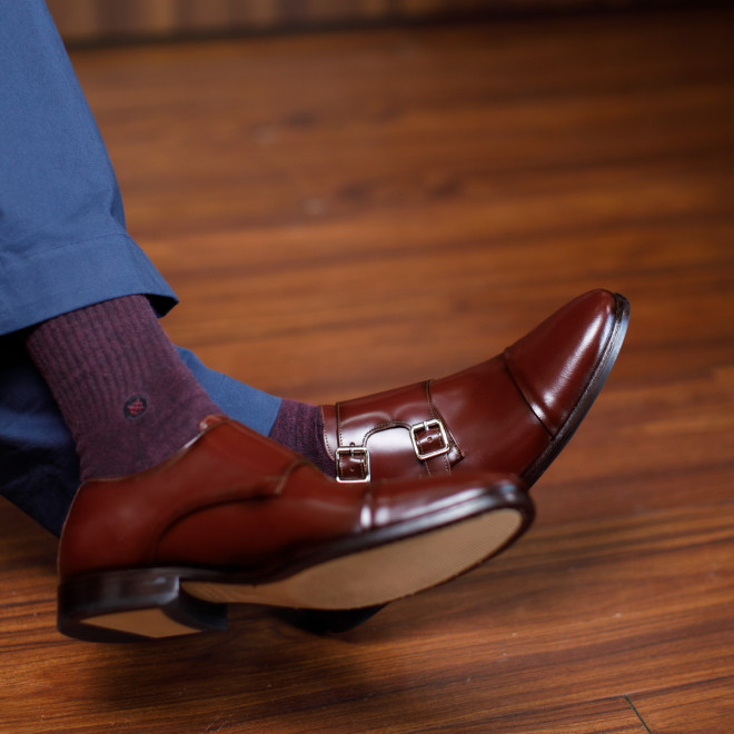 Sapato Social Monk Strap Cartagena Burgundy